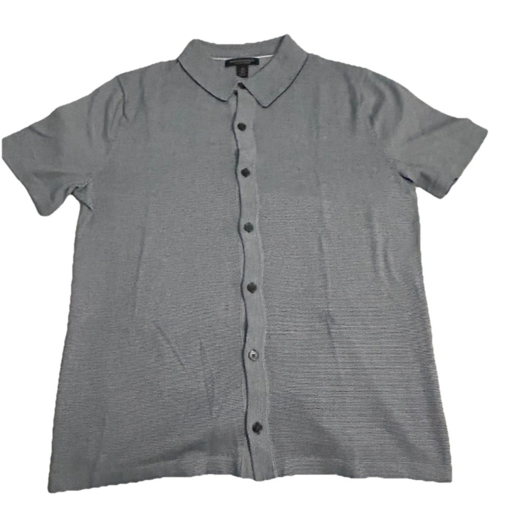 Men Banana Republic Casual Shirt NavyBlue Striped size medium 100% Supima Cotton